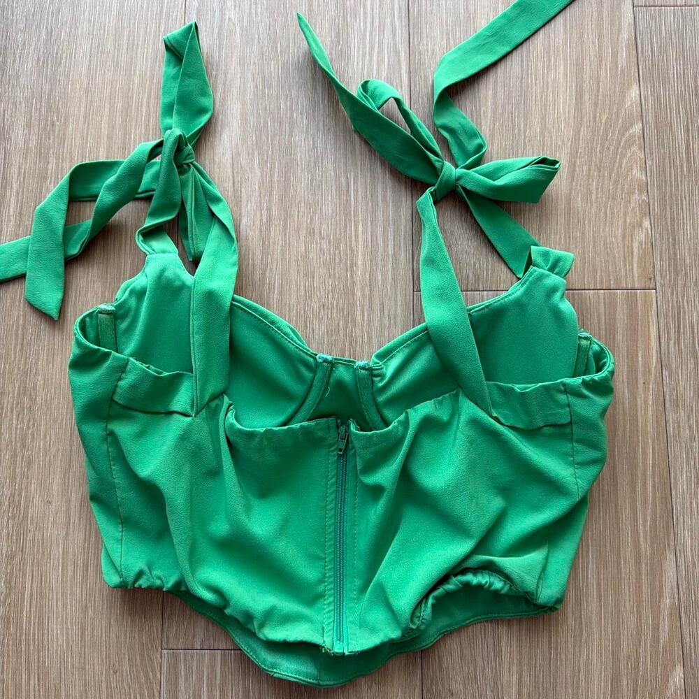 Green corset top with tie Size M - Picture 5 of 7